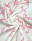 (VELVET) LIGHT PINK BOWS ON OFF WHITE