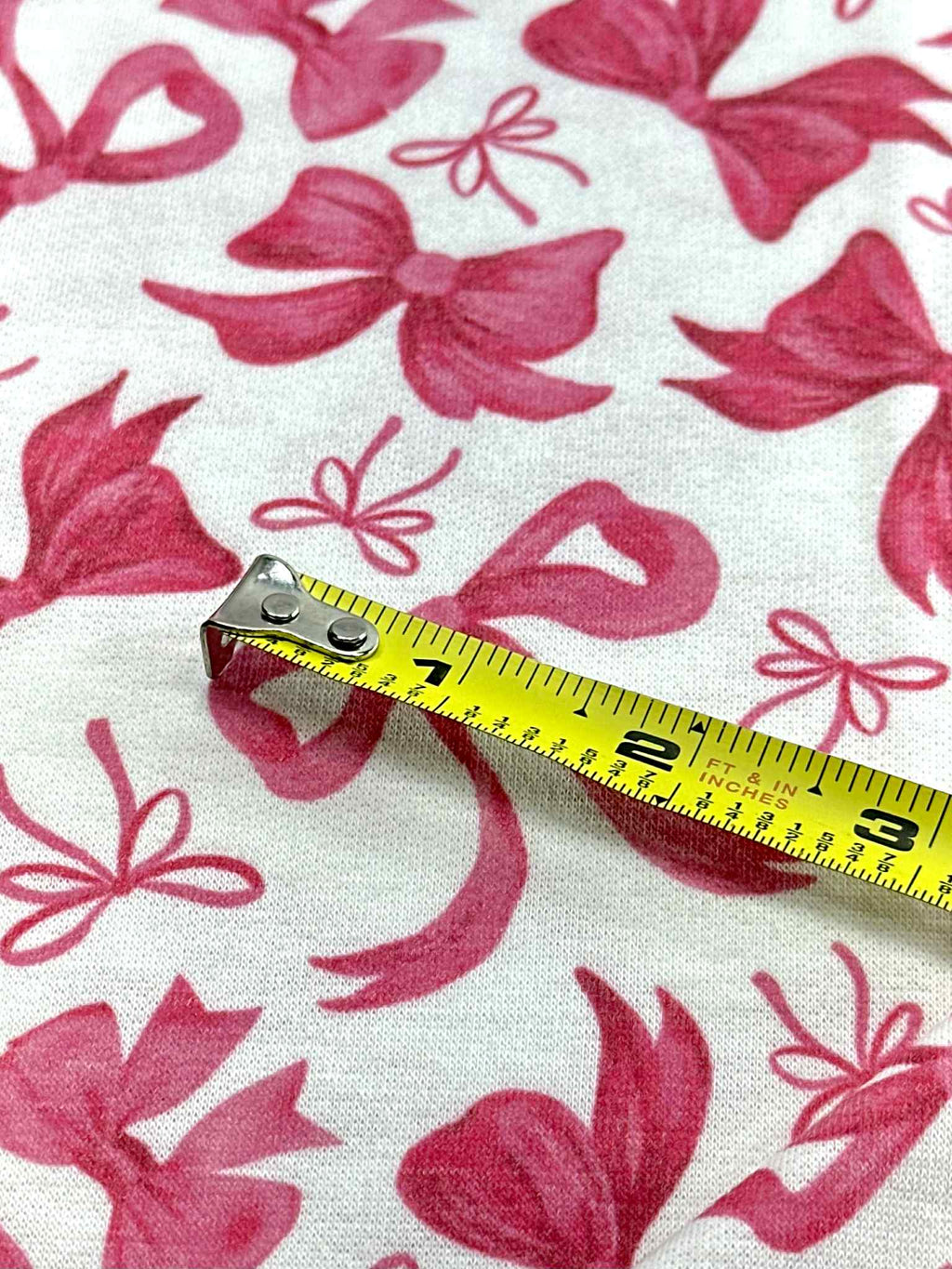 (FRENCH TERRY) PINK BOWS ON OFF WHITE
