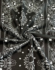 (BRUSHED FRENCH TERRY) BLACK AND OFF WHITE BANDANA PATTERN