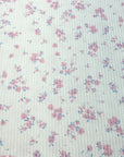 (4X2 YUMMY RIB) PINK AND BLUE TINY FLOWERS ON OFF WHITE