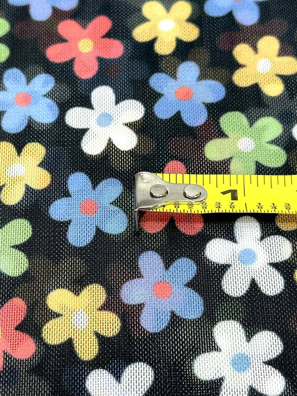 (MESH) TINY COLORFUL FLOWERS ON BLACK