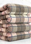 (BRUSHED SWEATER KNIT) BLUSH, BROWN, AND CREAM PLAID (4)