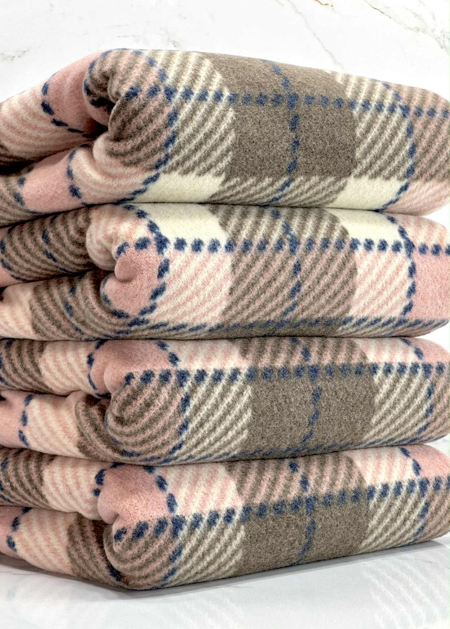 (BRUSHED SWEATER KNIT) BLUSH, BROWN, AND CREAM PLAID (4)