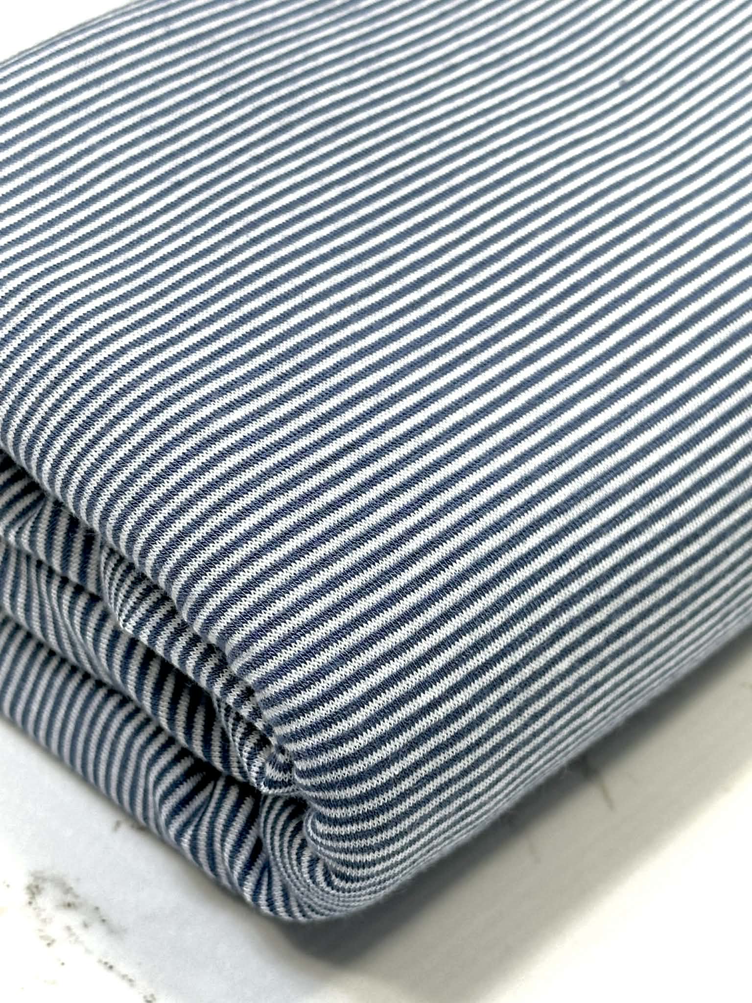 (RAYON MODAL) INDIGO AND OFF WHITE THIN STRIPES(1)
