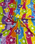 (4X2 YUMMY RIB) BRIGHT COLORFUL FLOWERS ON COLORFUL WAVE