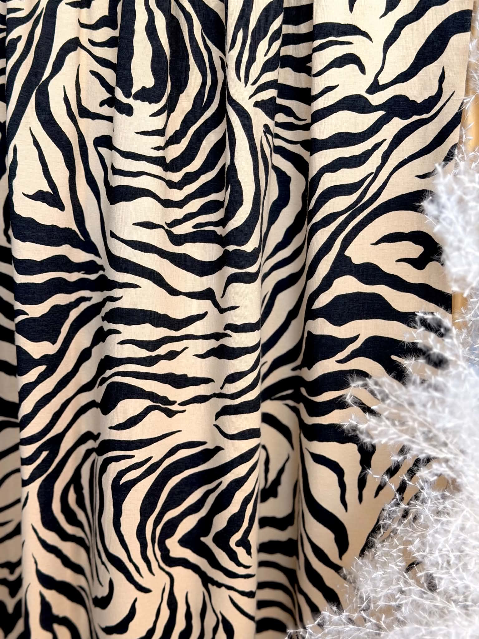 (COTTON SPANDEX) ZEBRA PRINT ON TAUPE