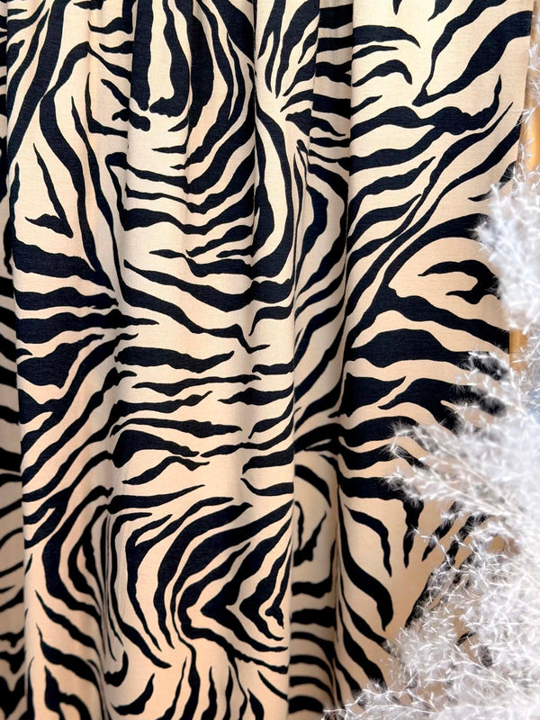(COTTON SPANDEX) ZEBRA PRINT ON TAUPE