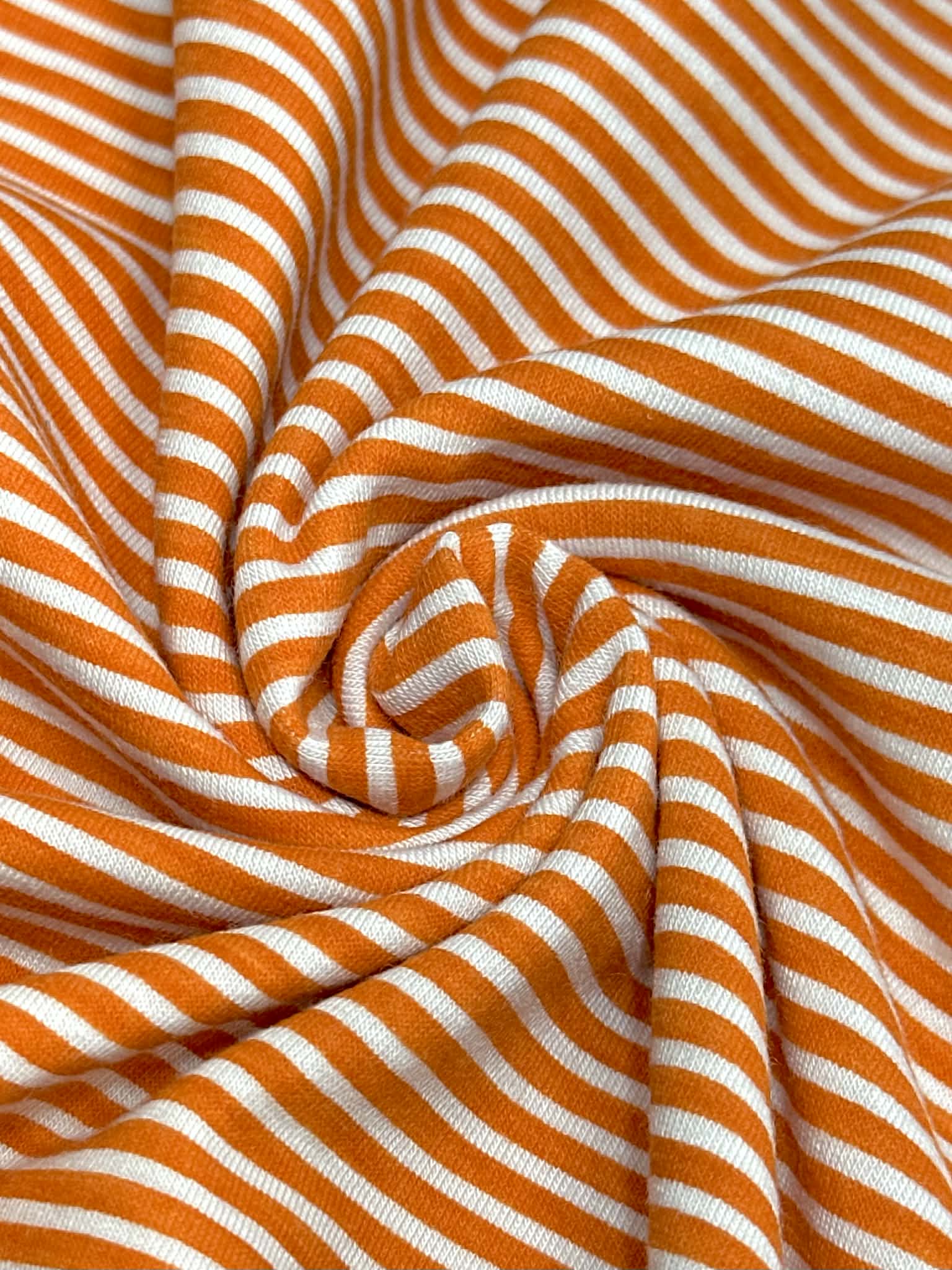 (KNIT) ORANGE AND OFF WHITE THIN STRIPES
