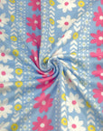 (DBP) LIGHT PINK AND OFF WHITE FLOWER PATTERN ON LIGHT BLUE