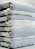 (BRUSHED SWEATER KNIT) GRAY AND OFF WHITE MEDIUM STRIPES