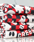 (FRENCH TERRY) GHOST ON RED AND BLACK CHECKERED PRINT