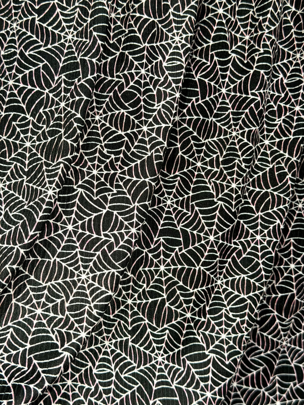 (4X2 RIB) OFF WHITE SPIDERWEBS ON JET BLACK