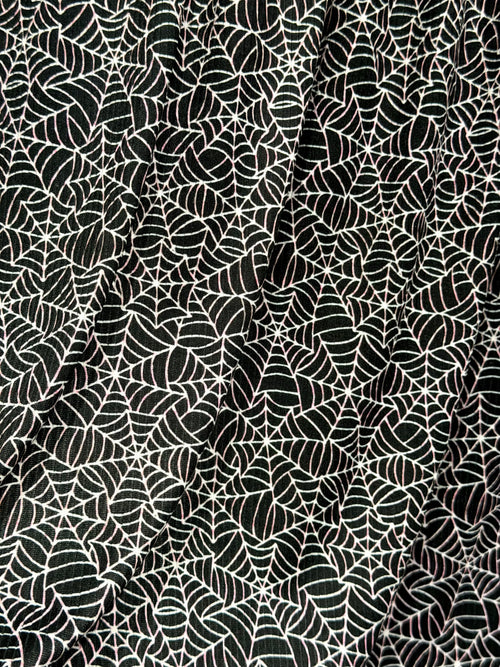 (4X2 RIB) OFF WHITE SPIDERWEBS ON JET BLACK