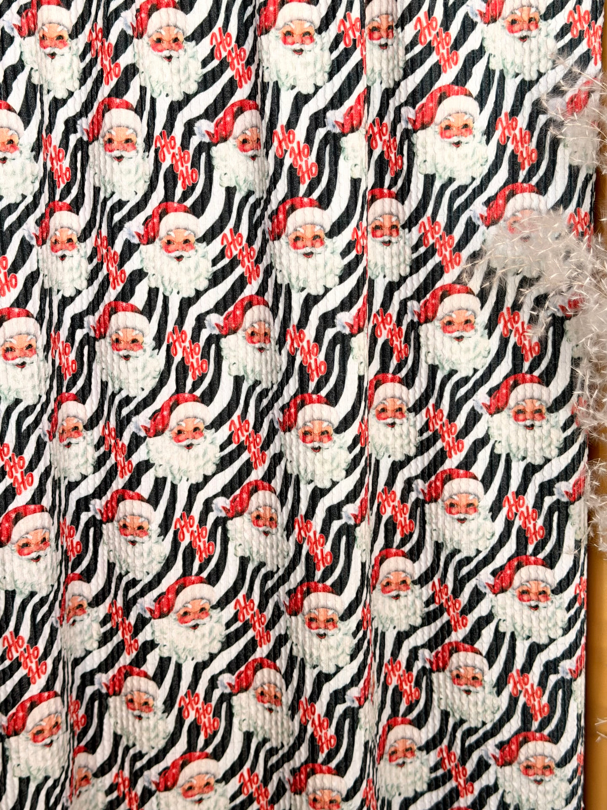(URBAN RIB) SMALL RED SANTA ON ZEBRA PRINT