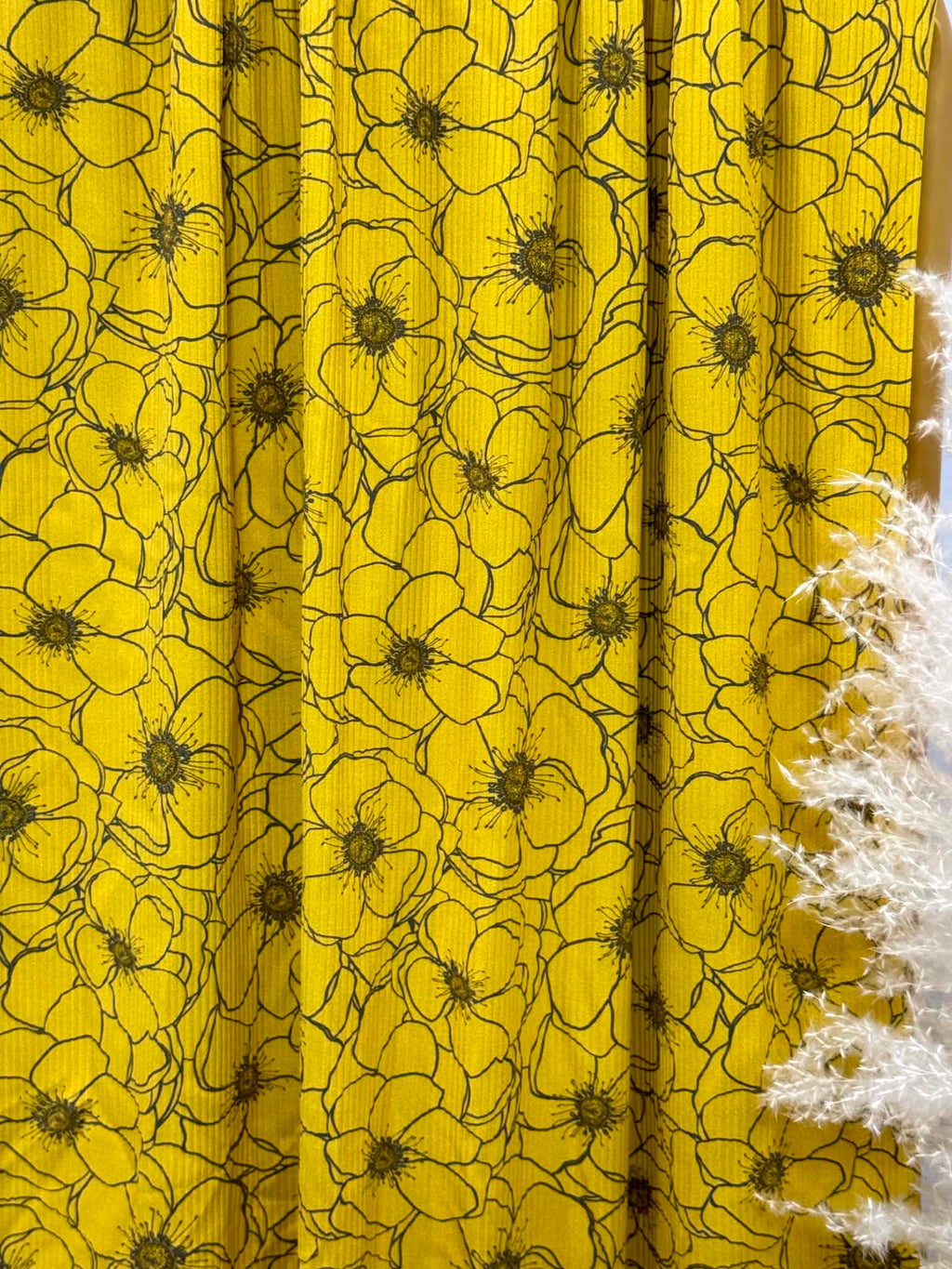 (SWIM RIB) FLORAL PATTERN ON VINTAGE YELLOW