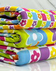 (4X2 YUMMY RIB) BRIGHT COLORFUL FLOWERS AND CHECKERED PATTERN