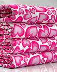 (4X2 YUMMY RIB) PINK HEARTS ON OFF WHITE