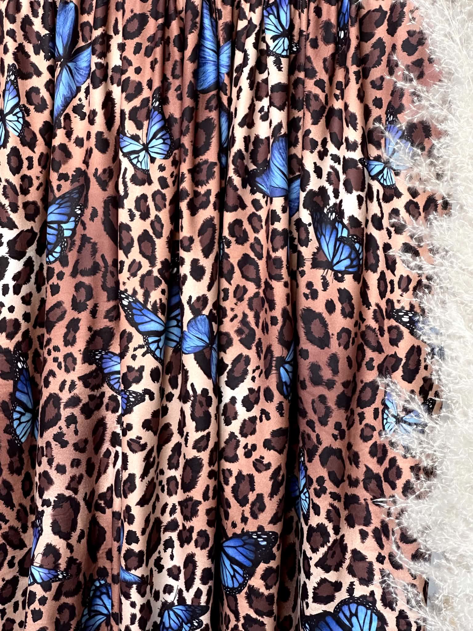 (DBP) BLUE BUTTERFLIES ON CHEETAH PRINT
