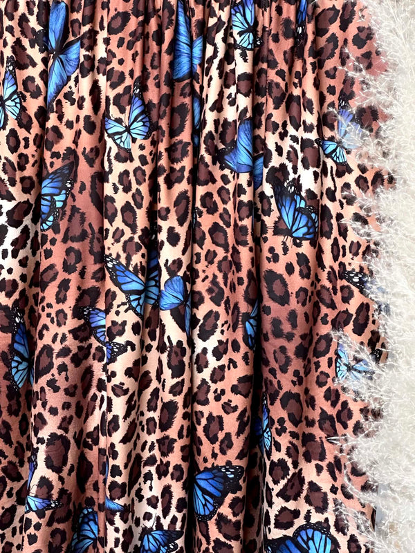 (DBP) BLUE BUTTERFLIES ON CHEETAH PRINT