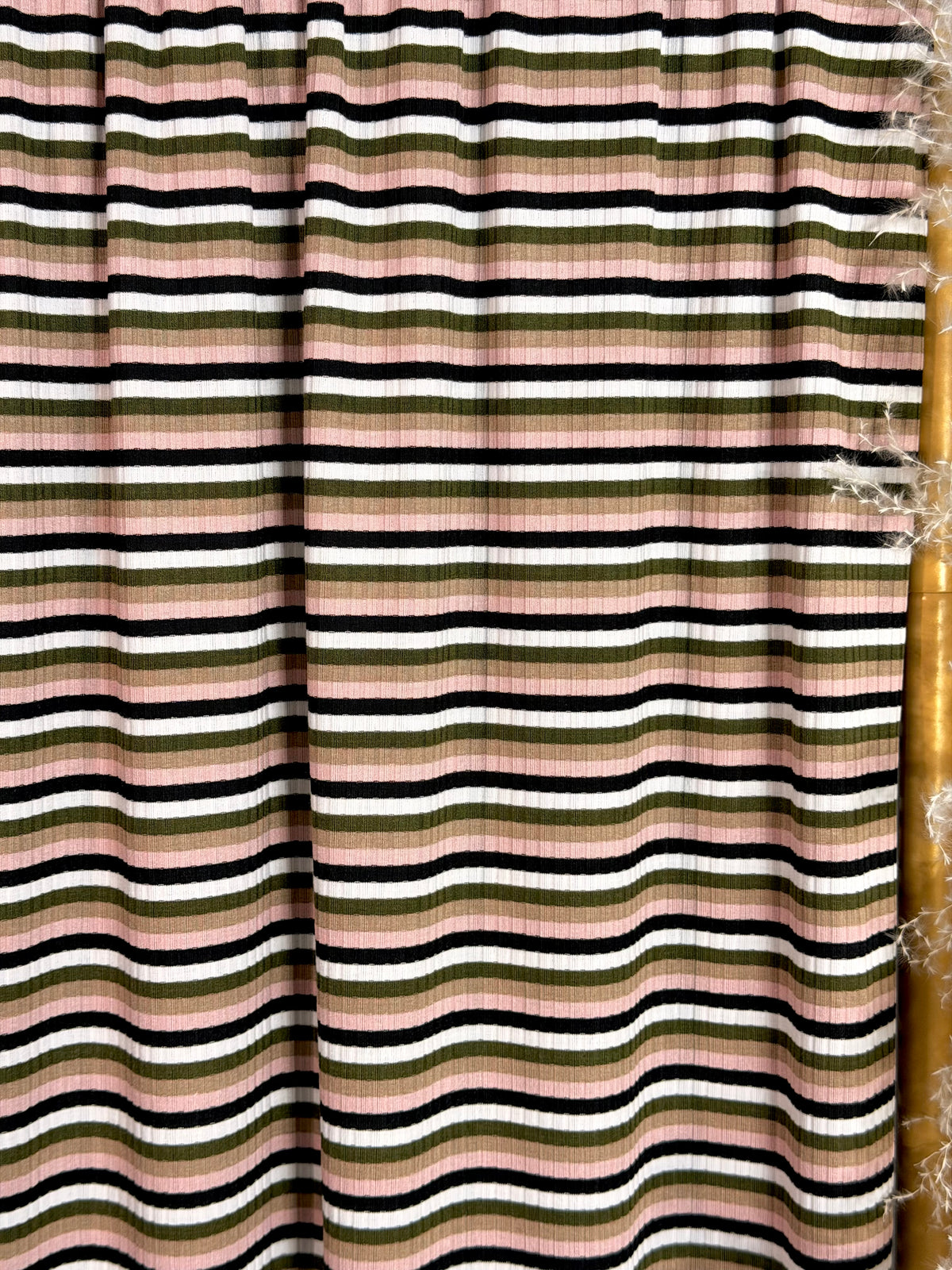 (4X2 RIB) LIGHT PINK,OLIVE,TAN,WHITE AND BLACK STRIPES