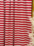 (4X2 RIB) RED AND OFF WHITE STRIPES