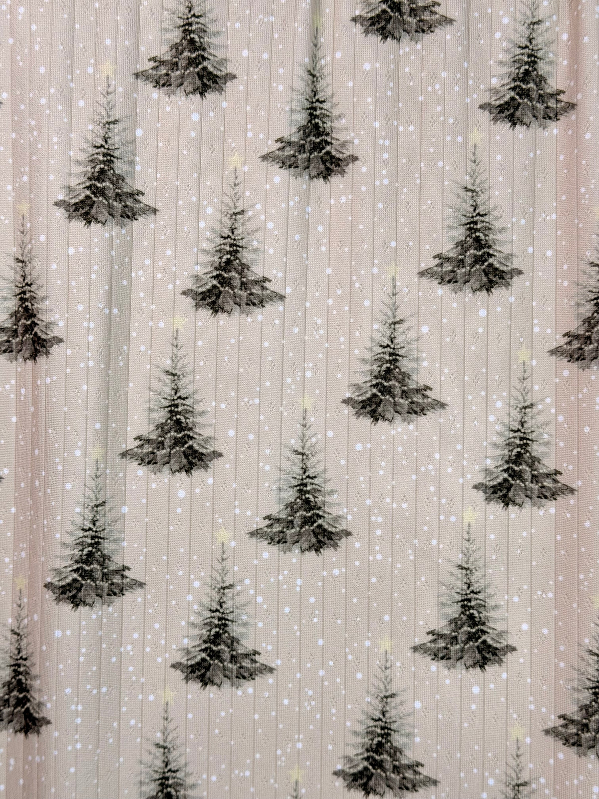 (POINTELLE RIB) PINE TREES ON CREAM