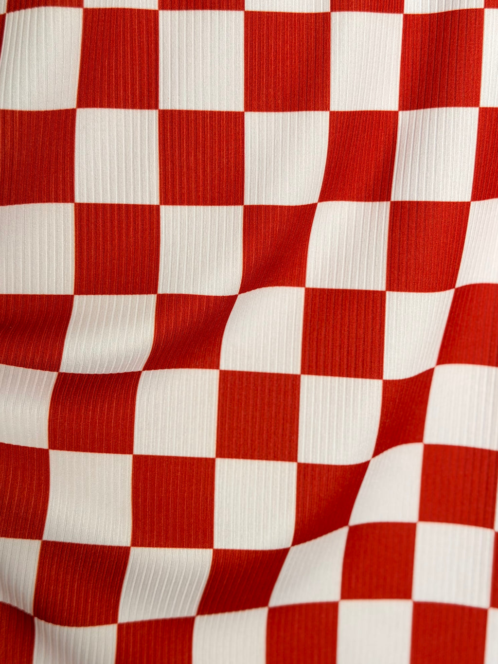 (4X2 YUMMY RIB) NEW RED AND OFF WHITE MEDIUM CHECKERED