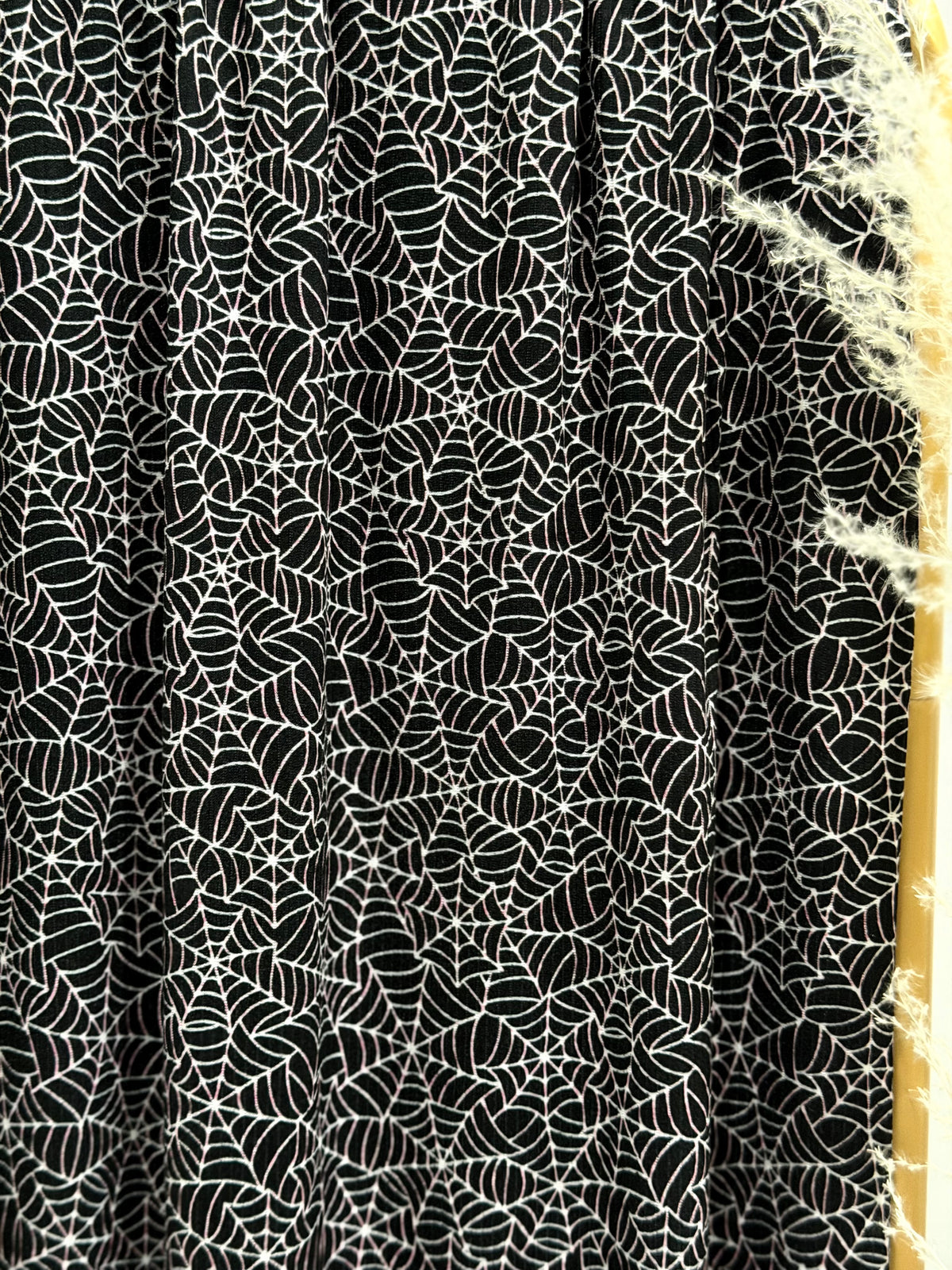 (4X2 RIB) OFF WHITE SPIDERWEBS ON JET BLACK