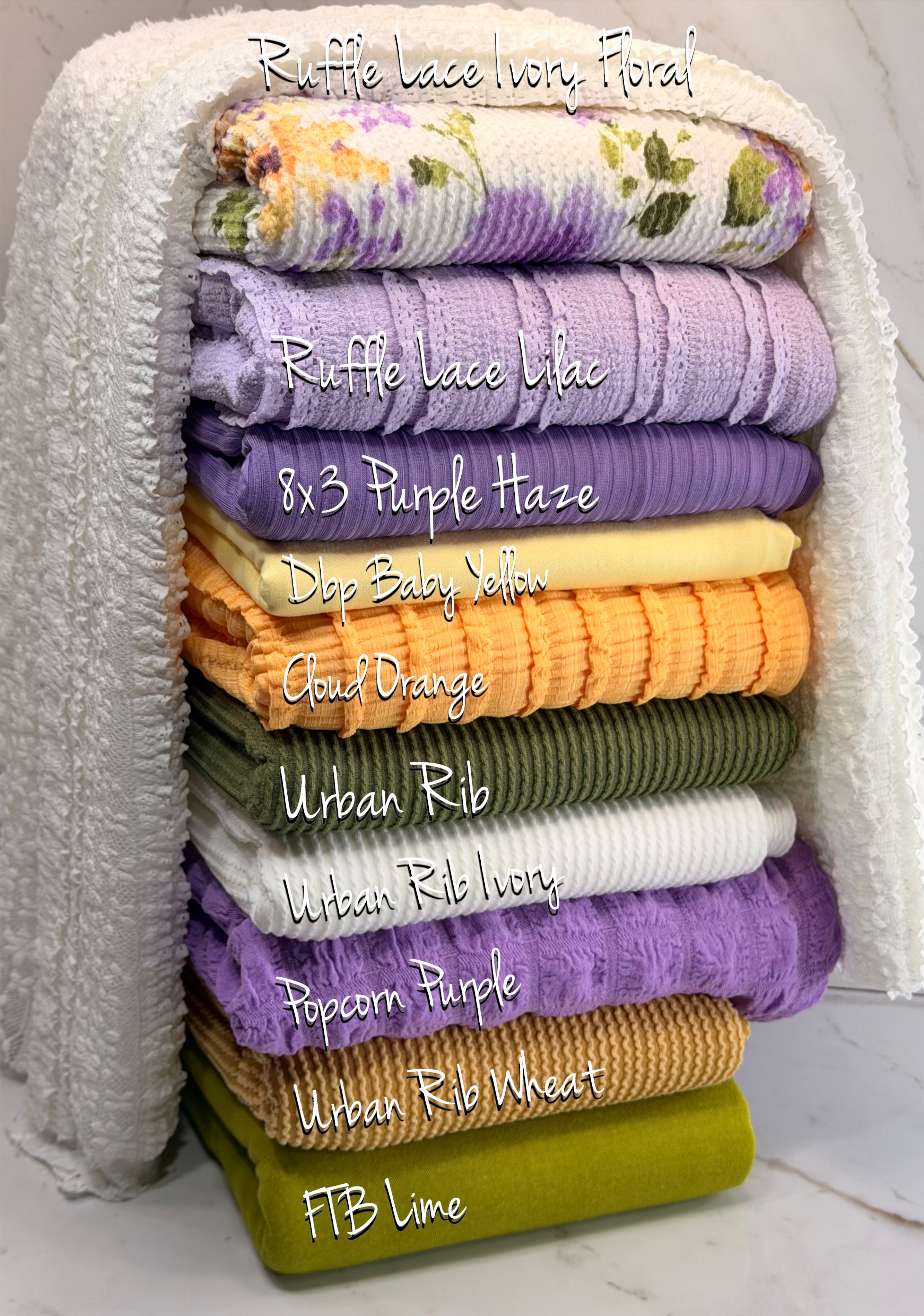 (URBAN RIB) PURPLE AND ORANGE FLOWERS ON IVORY