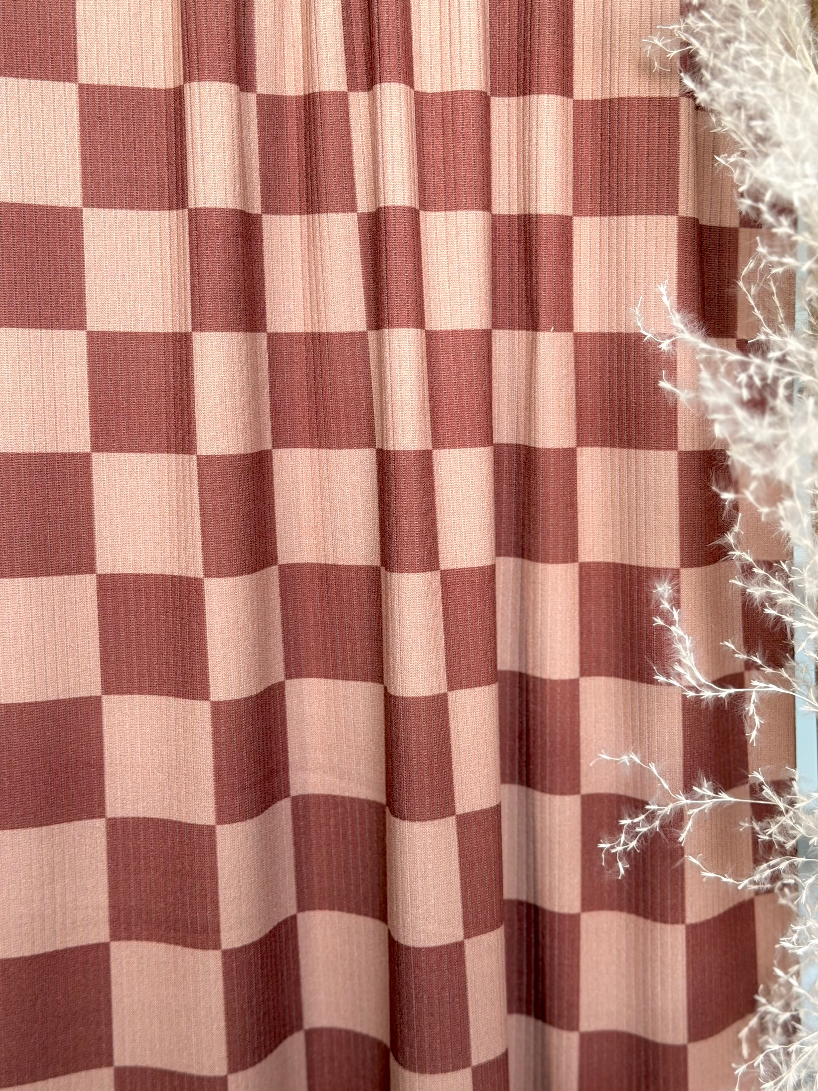 (4X2 YUMMY RIB) BROWN AND TAUPE MEDIUM CHECKERED