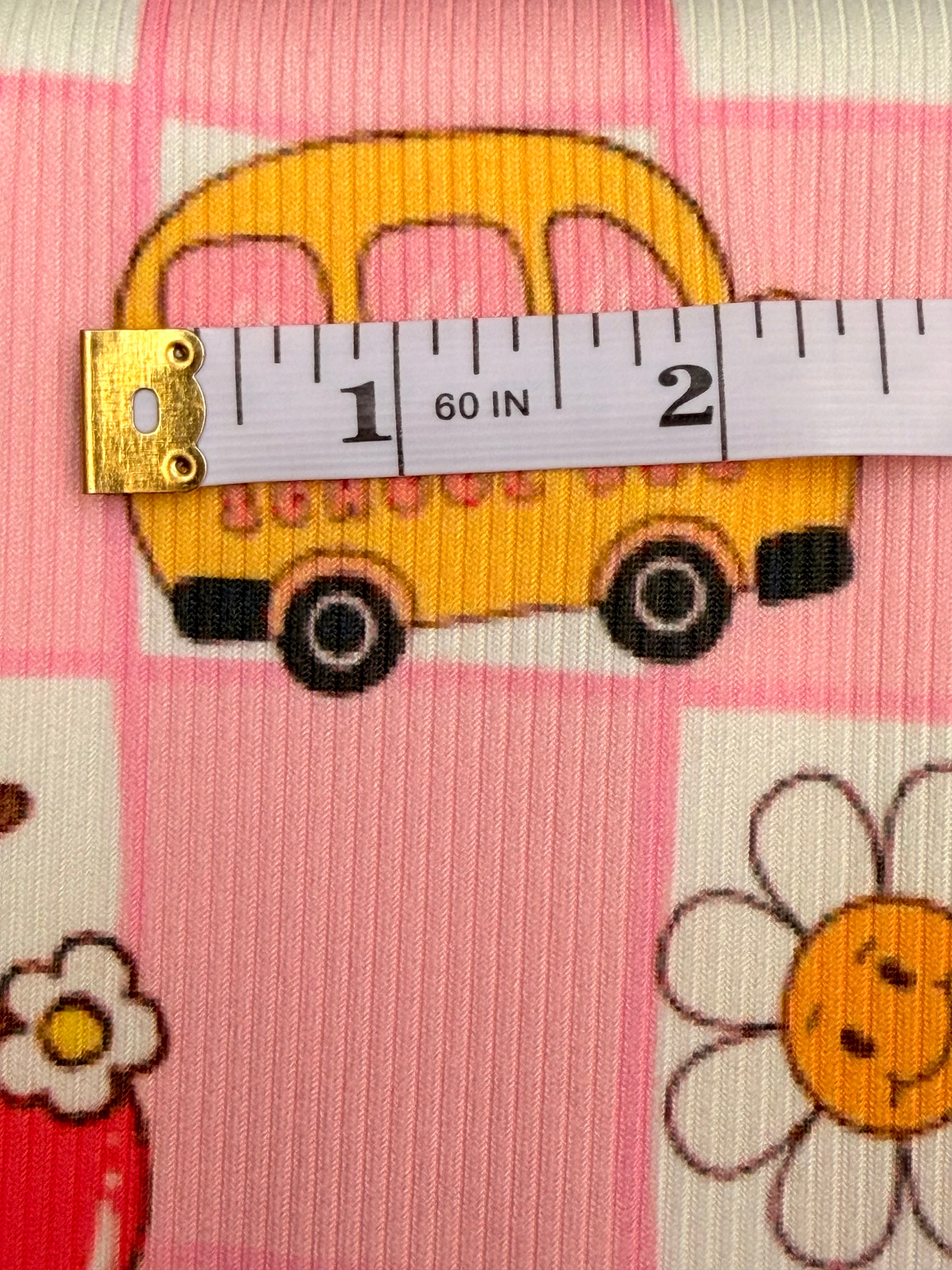 (2X2 YUMMY RIB) SCHOOL BUS ON PINK