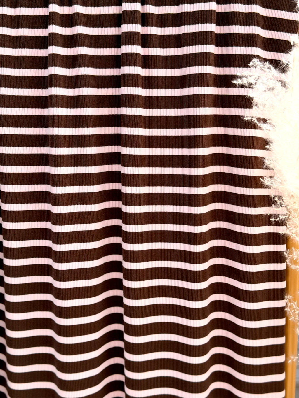 (2x2 COTTON FEEL RIB) PINK AND CHOCO STRIPES