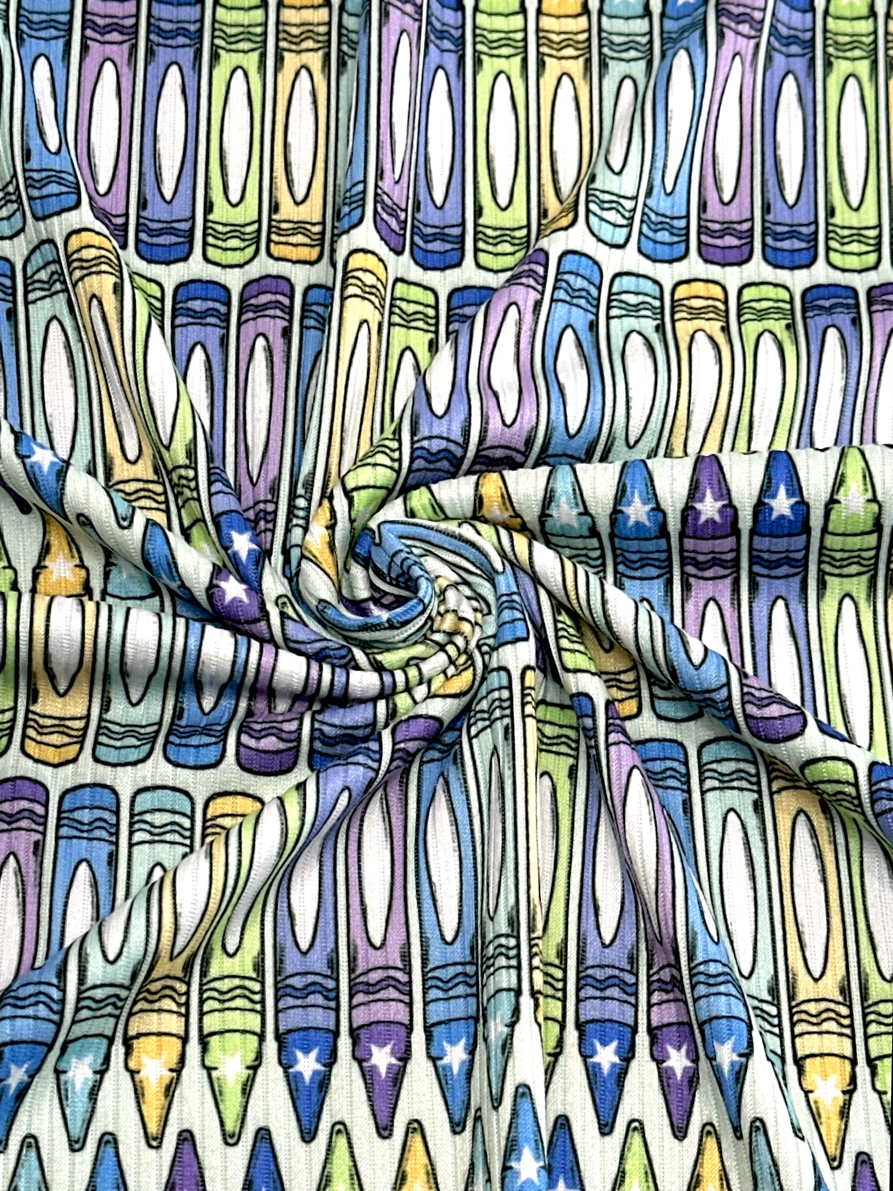(4X2 YUMMY RIB) MEDIUM CRAYONS ON BLUE