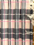 (BRUSHED SWEATER KNIT) PINK, GRAY AND WHITE PLAID