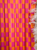 (4X2 YUMMY RIB) PINK AND ORANGE MEDIUM CHECKERED
