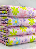 (4X2 YUMMY RIB) COLORFUL FLOWERS AND DOTS ON PINK