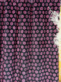 (MINKY) PINK FLOWERS ON BLACK