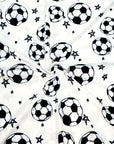 (DBP) SOCCER BALLS AND STARS ON OFF WHITE