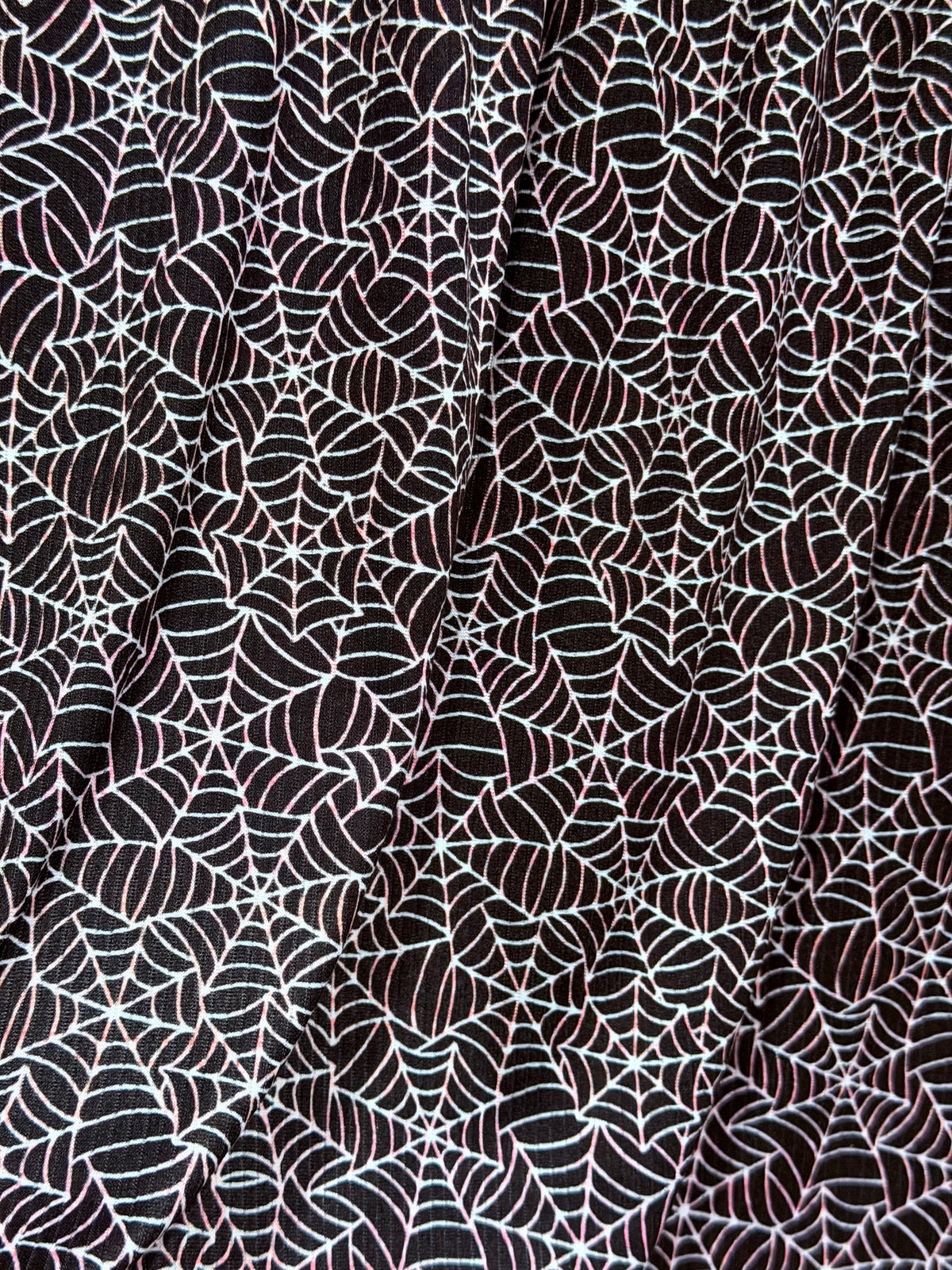 (4X2 RIB) PINK AND WHITE SPIDERWEBS ON BLACK
