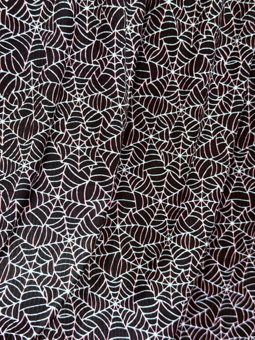 (4X2 RIB) PINK AND WHITE SPIDERWEBS ON BLACK