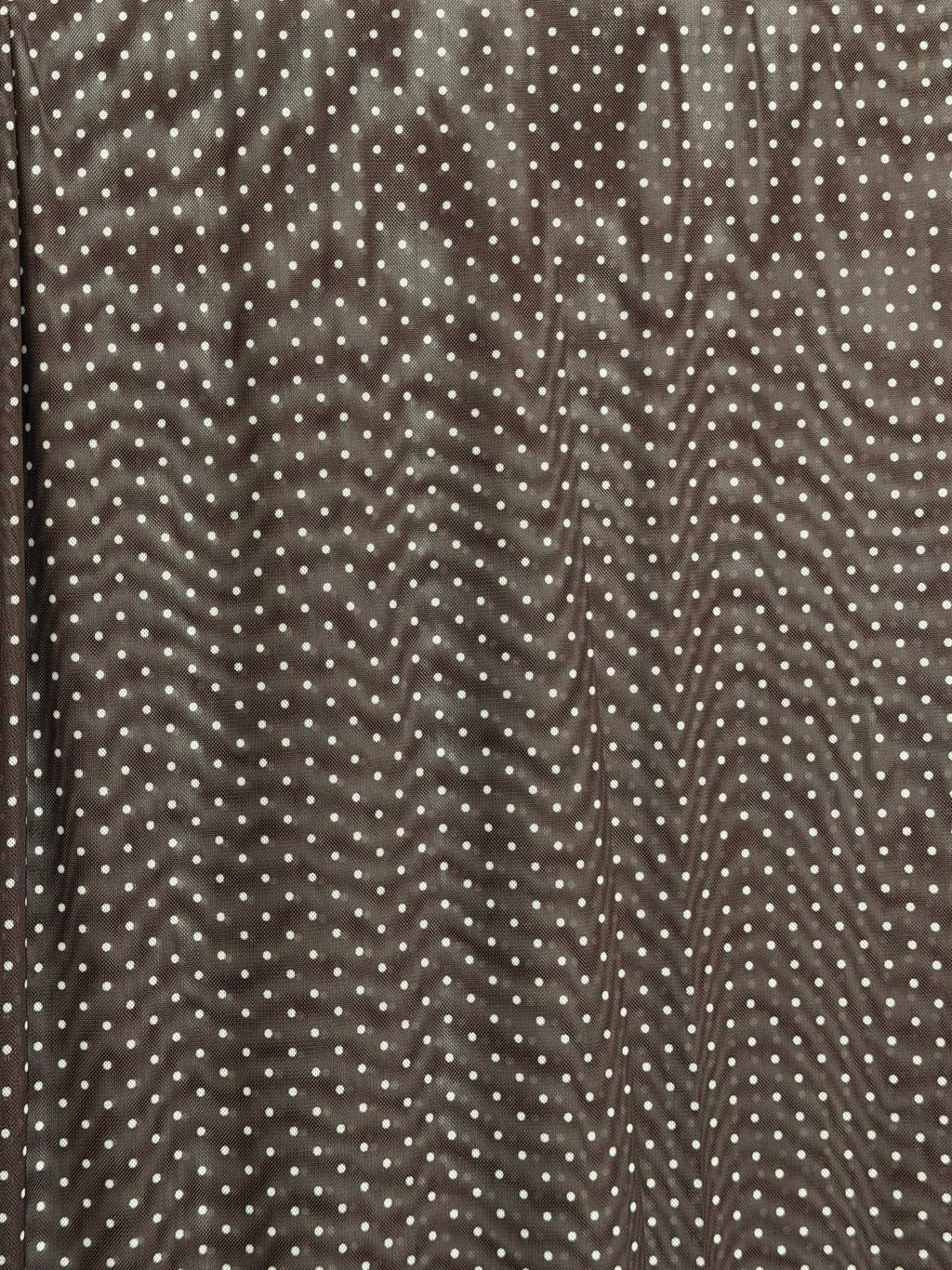 (MESH) TINY OFF WHITE POLKA DOTS ON BROWN