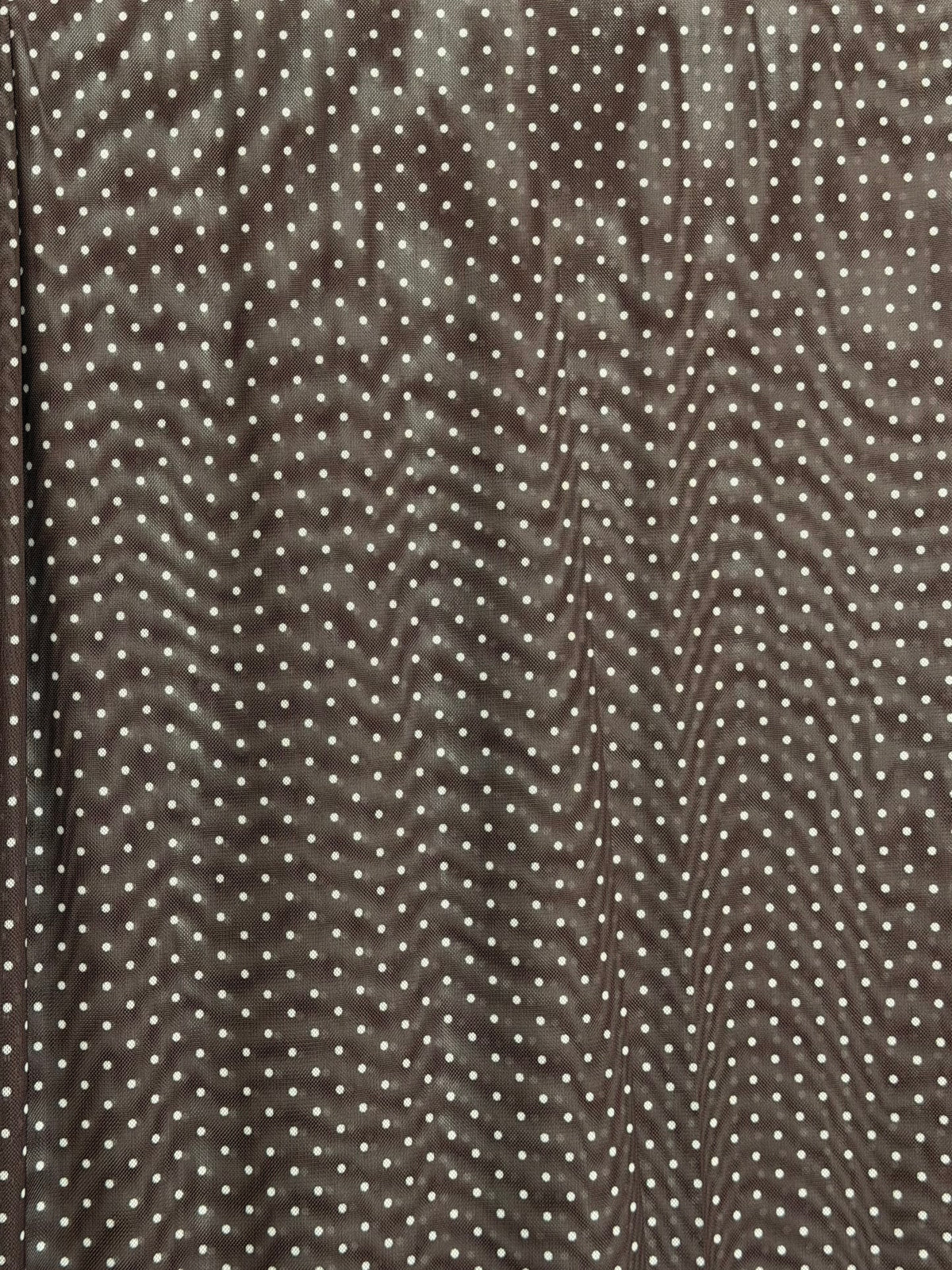 (MESH) TINY OFF WHITE POLKA DOTS ON BROWN