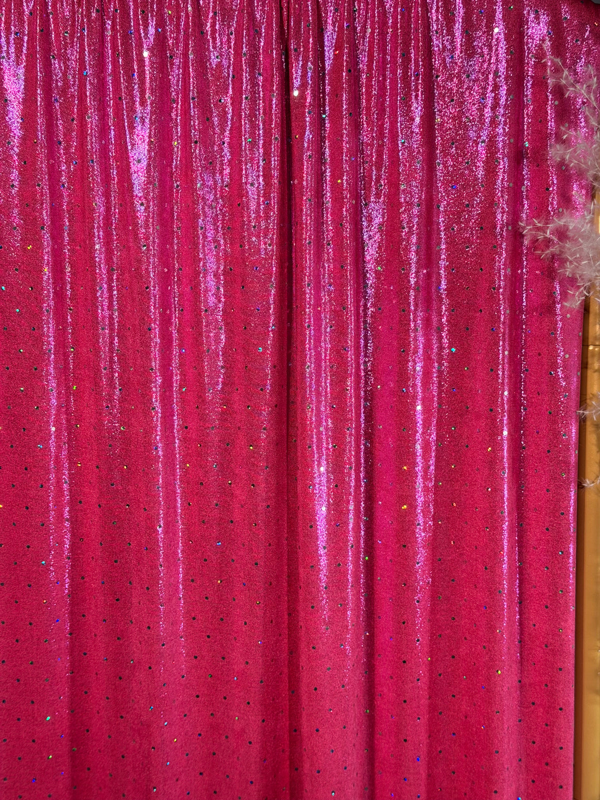 (KNIT) SILVER FOIL DOTS AND SHIMMER ON PINK