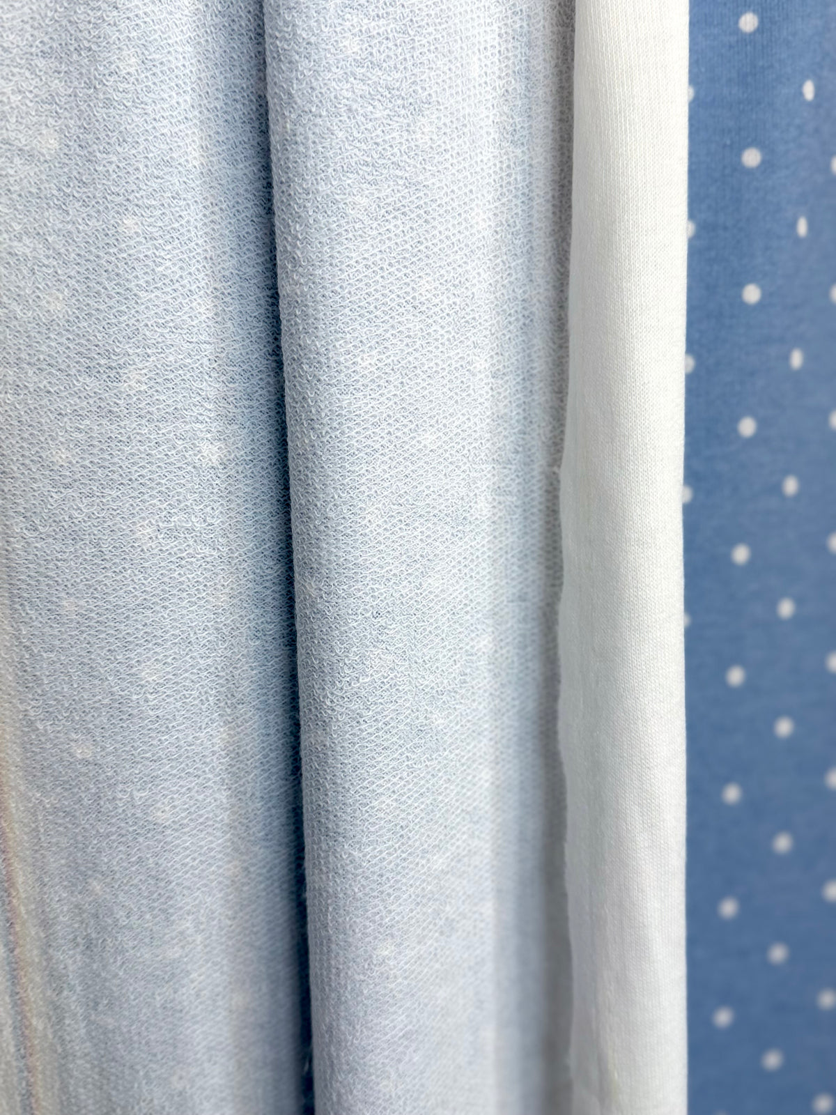 (FRENCH TERRY) OFF WHITE TINY POLKA DOTS ON DENIM