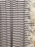 (RIB) BROWN AND WHIYE STRIPES ON HEATHER GRAY