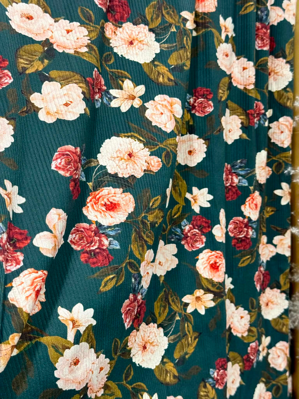 (SWIM RIB) VINTAGE FLORAL ON DARK FOREST GREEN(5)
