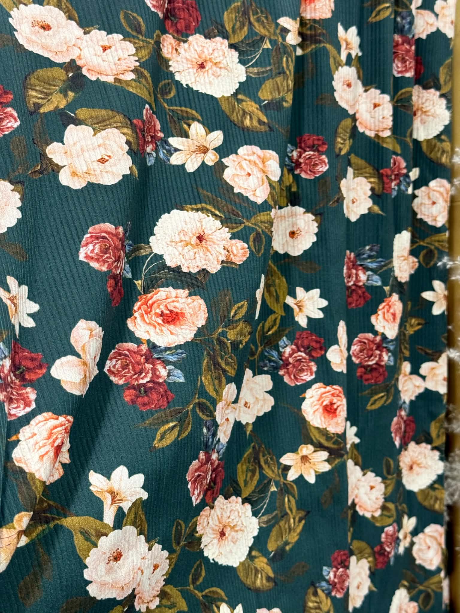 (SWIM RIB) VINTAGE FLORAL ON DARK FOREST GREEN(5)