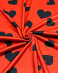 (4X2 YUMMY RIB) BLACK HEARTS ON RED