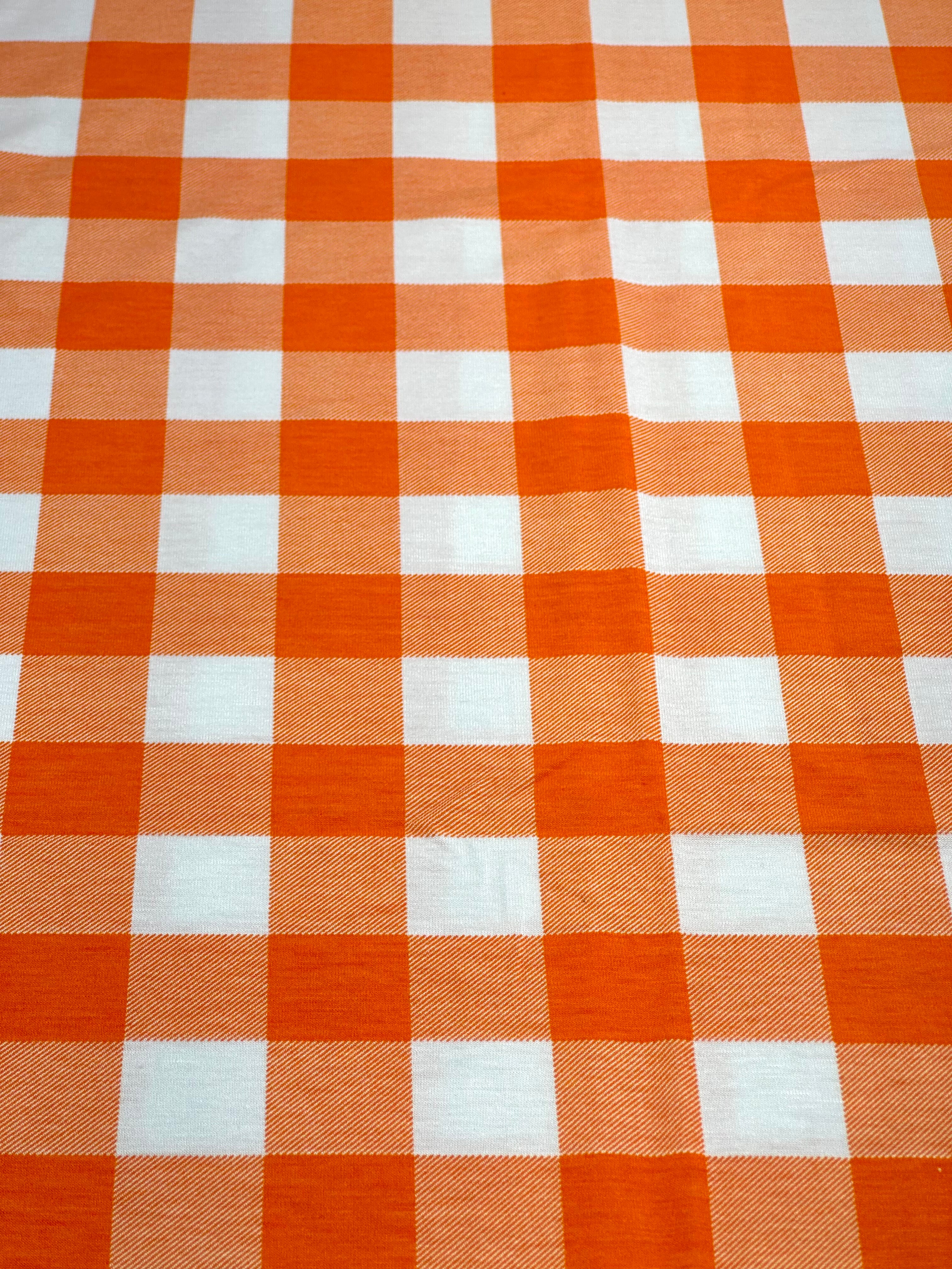 (KNIT) ORANGE AND OFF WHITE MEDIUM GINGHAM