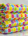 (4X2 YUMMY RIB) BRIGHT COLORFUL FLOWERS AND CHECKERED PATTERN